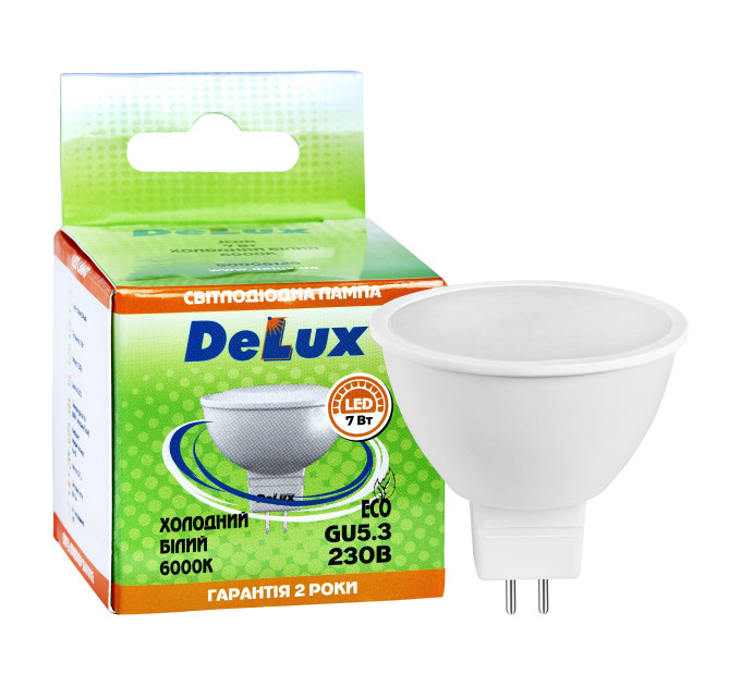 лампа світлодіодна DELUX JCDR 7Вт 6000K 220В GU5.3 холодний білий
