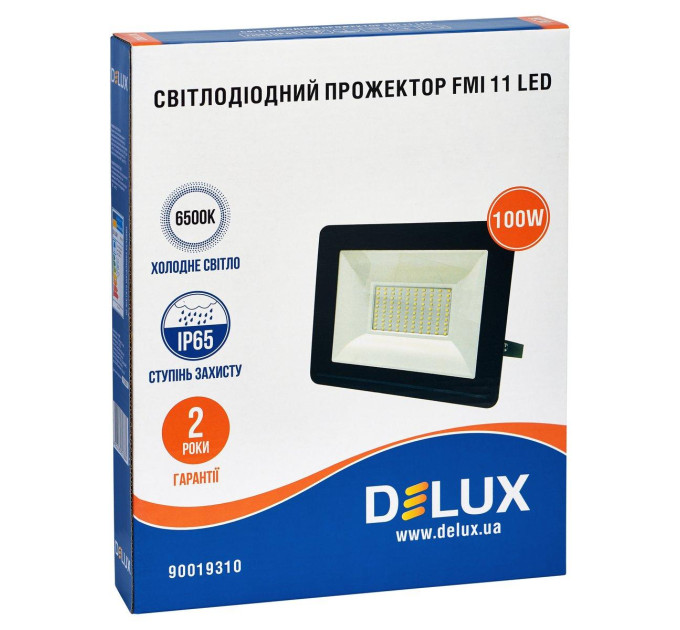 Прожектор світлодіодний DELUX FMI 11 LED 100Вт 6500К IP65 чорний