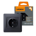 Розетка одинарна із заземленням чорний графіт VIDEX BINERA VF-BNSK1G-BG - 295008