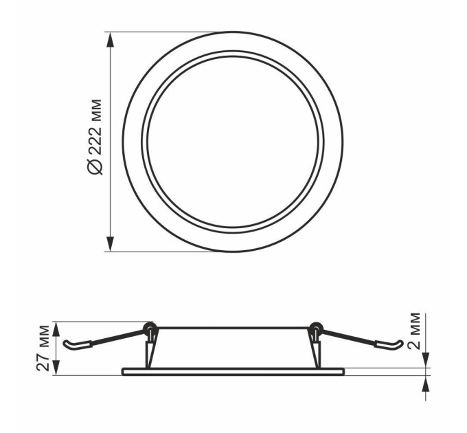 LED світильник Back вбудований круглий VIDEX 20W 5000K VL-DLBR-205 - 480499