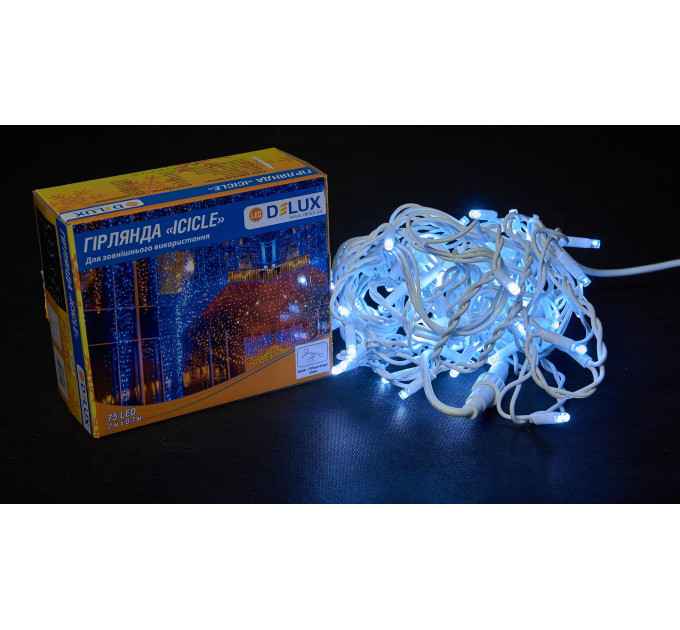 Гірлянда зовнішня DELUX ICICLE 75 LED 2x0.7m білий/білий IP44 EN