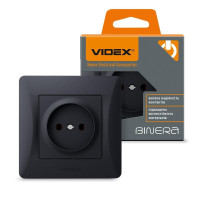 Розетка одинарна чорний графіт VIDEX BINERA VF-BNSK1-BG - 294988