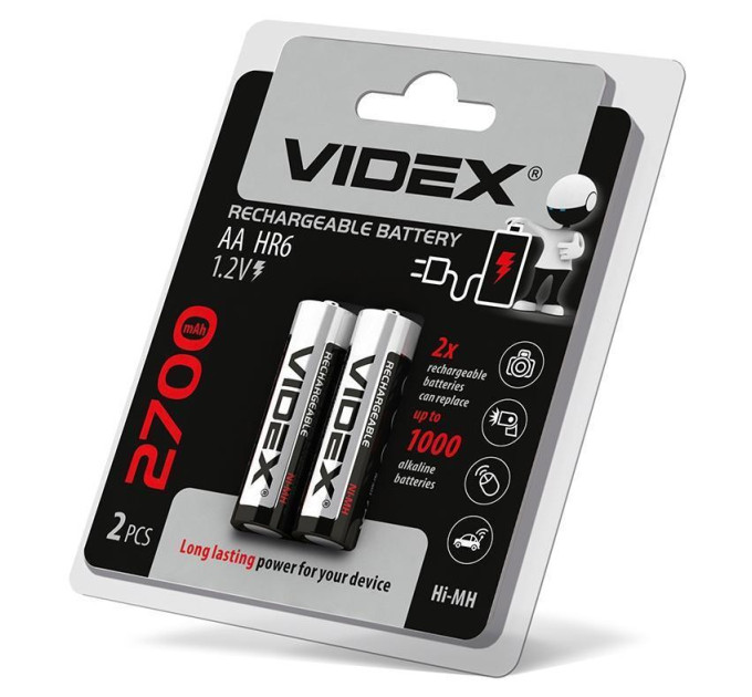 Акумулятори Videx HR6/AA 2700mAh double blister/2шт HR6/2700/2DB - 291819 - ціна за 1 шт. 248.00 грн., замовлення кратно блістеру (2/4/5/10шт)