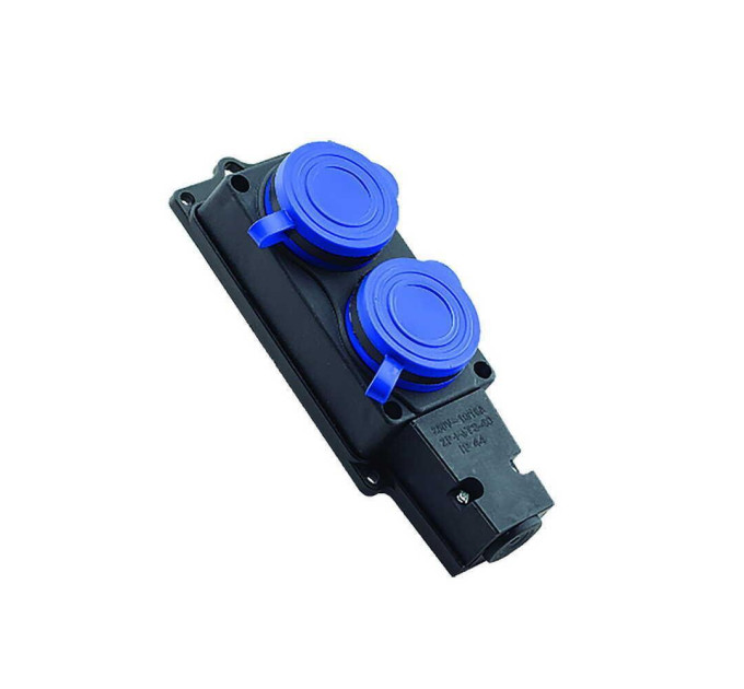 Розетка Violux каучук настінна 2-на з кришкою IP44 ( 930650 )