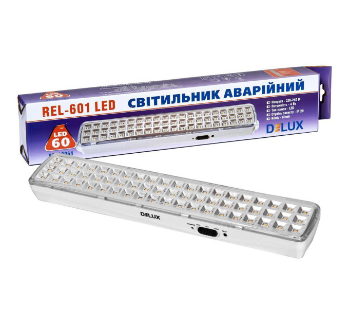 Світильник світлодіодний аварійний REL-601LED (3.7V2Ah) 60 LED 4Вт 360x65x35 акумуляторний