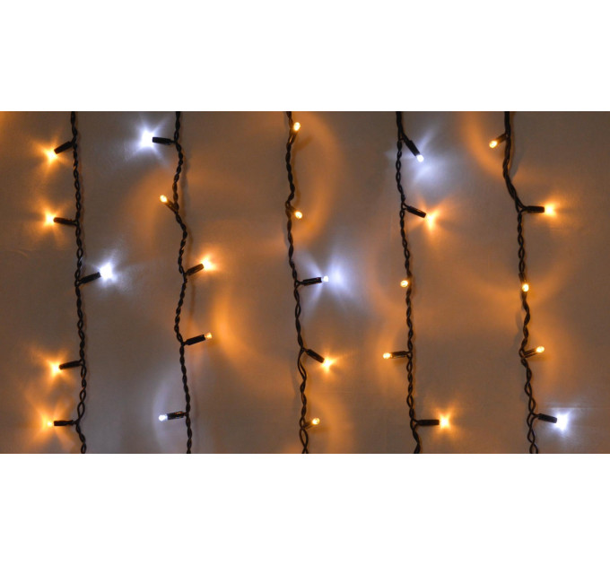 Гірлянда зовнішня DELUX ICICLE 108 LED бахрома 2x1m 27 білий flash жовтий/чорний IP44 EN