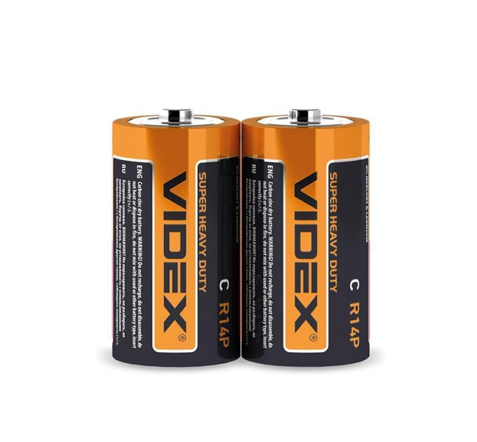 Батарейка сольова Videx R14P/C 2шт SHRINK R14P/C 2pcs S - 290416 - ціна за 1 шт. 27.00 грн., замовлення кратно блістеру (2/4/5/10шт)
