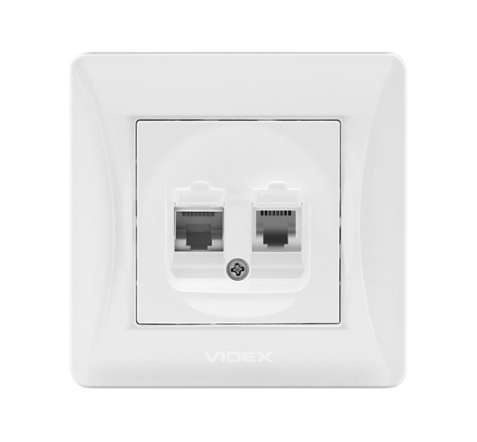 Розетка CAT6+CAT3 подвійна біла VIDEX BINERA VF-BNSK2PC6TF3-W - 295688