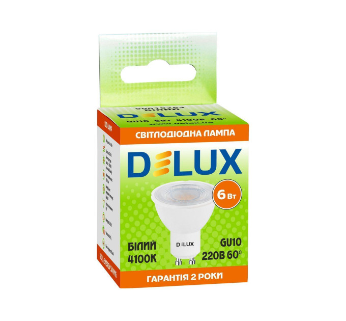 Лампа світлодіодна DELUX GU10 6Вт 4100K 60° 220В GU10 білий