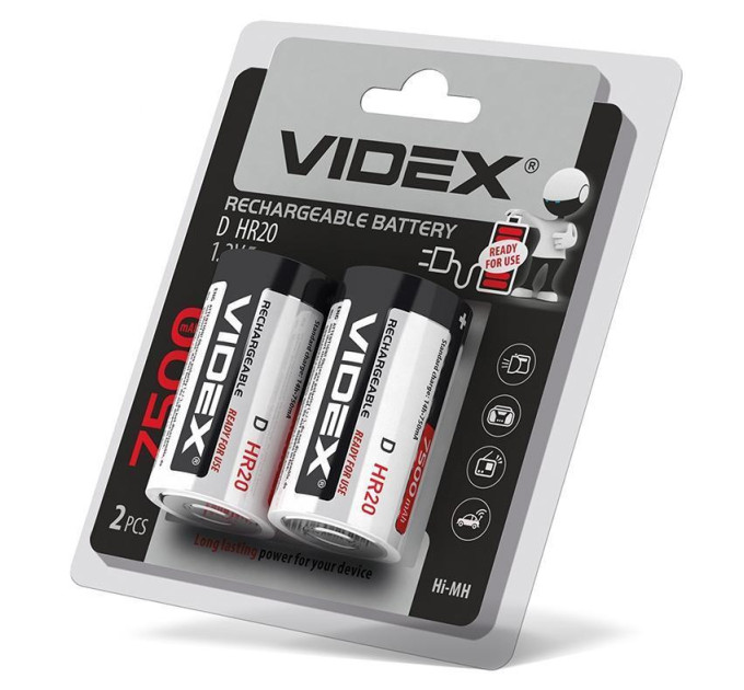 Акумулятори Videx HR20/D 7500mAh double blister/2шт HR20/7500/2DB - 294780 - ціна за 1 шт. 868.00 грн., замовлення кратно блістеру (2/4/5/10шт)