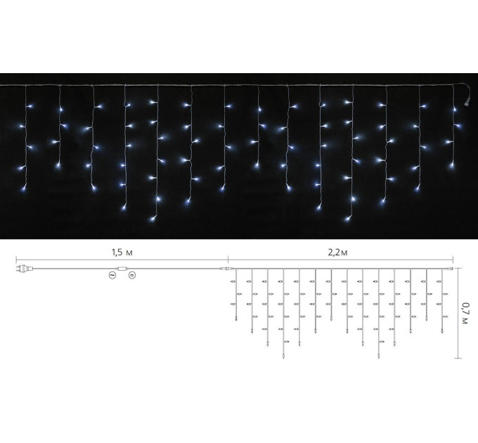 Гірлянда внутрішня DELUX ICICLE С 75 LED бахрома 2x0,7m білий/прозорий IP20