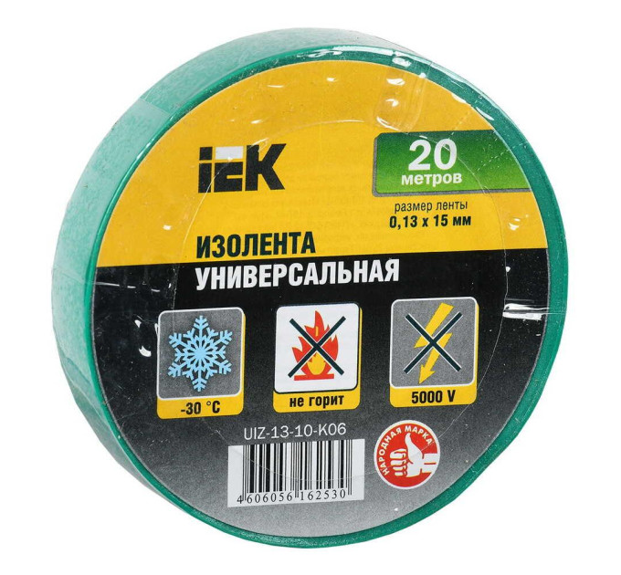 Ізострічка IEK 0,13мм х 15мм / 20м зелена ( UIZ-13-10-K06 )