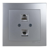 Розетка Nilson Touran срібло комп'ютерна 2-на CAT5e RJ45 ( 24131046 )
