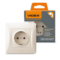 Розетка одинарна із заземленням кремова VIDEX BINERA VF-BNSK1G-CR - 296036