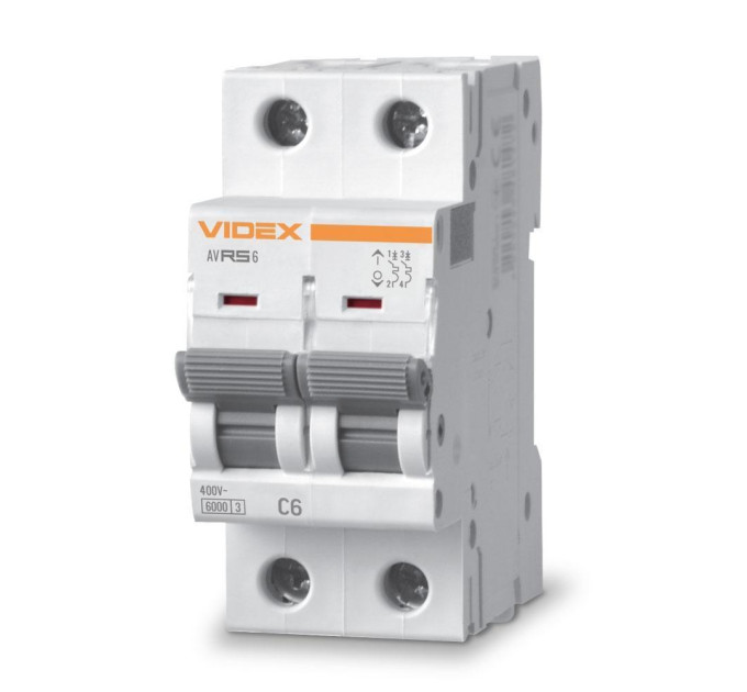 Автоматичний вимикач RS6 2п 6А 6кА С VIDEX RESIST VF-RS6-AV2C06 - 481458