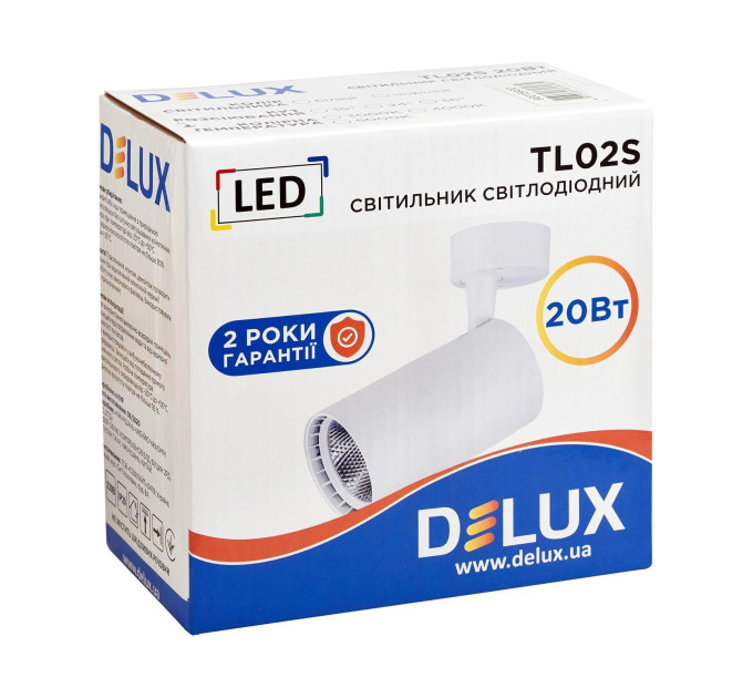 Світильник світлодіодний стельовий DELUX TL02S 20 Вт 36* 4000K білий