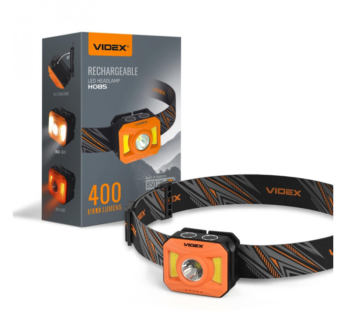 Налобний світлодіодний ліхтарик VIDEX VLF-H085-OR 400Lm 5000K VLF-H085-OR - 484251