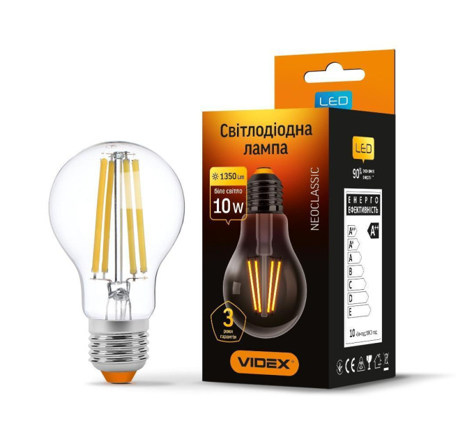 LED лампа VIDEX Filament A60F 10W E27 4100K VL-A60F-10274 - 299099