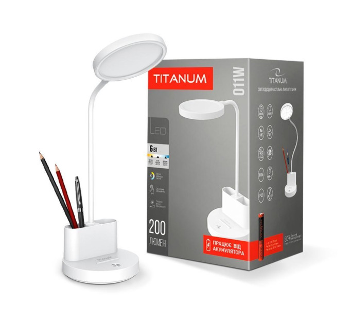 LED лампа настiльна з акумулятором TITANUM TLTF-011W 6W 2700-6000K TLTF-011W - 483667