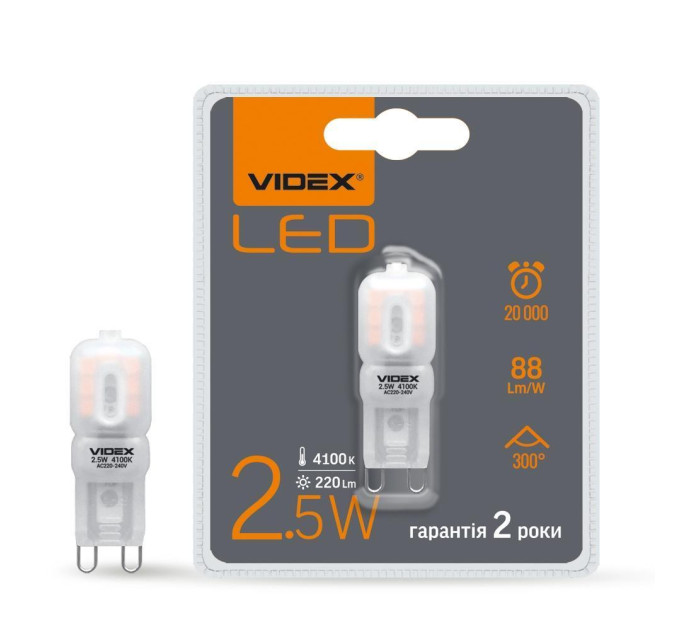 LED лампа VIDEX G9e 2.5W G9 4100K VL-G9e-25224 - 295749
