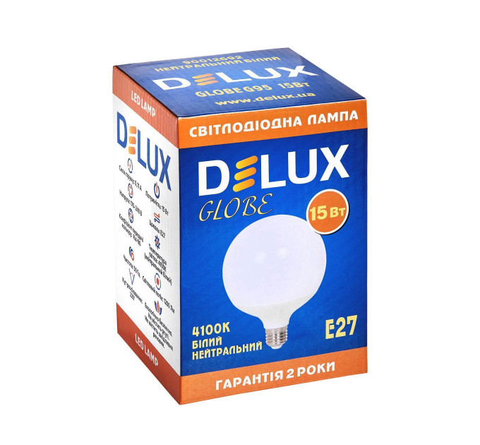 Лампа світлодіодна DELUX Globe G95 15w 4100K Е27