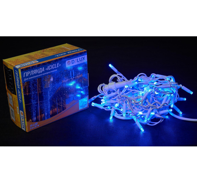 Гірлянда зовнішня DELUX ICICLE 75 LED 2x0.7m синій/білий IP44 EN
