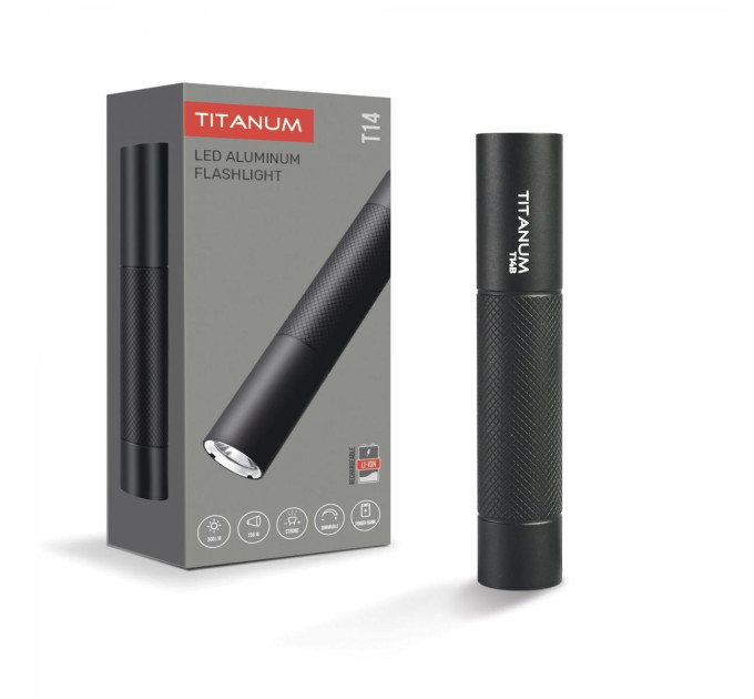 Портативний світлодіодний ліхтарик TITANUM TLF-T14B 300Lm 5000K Black TLF-T14B - 484190