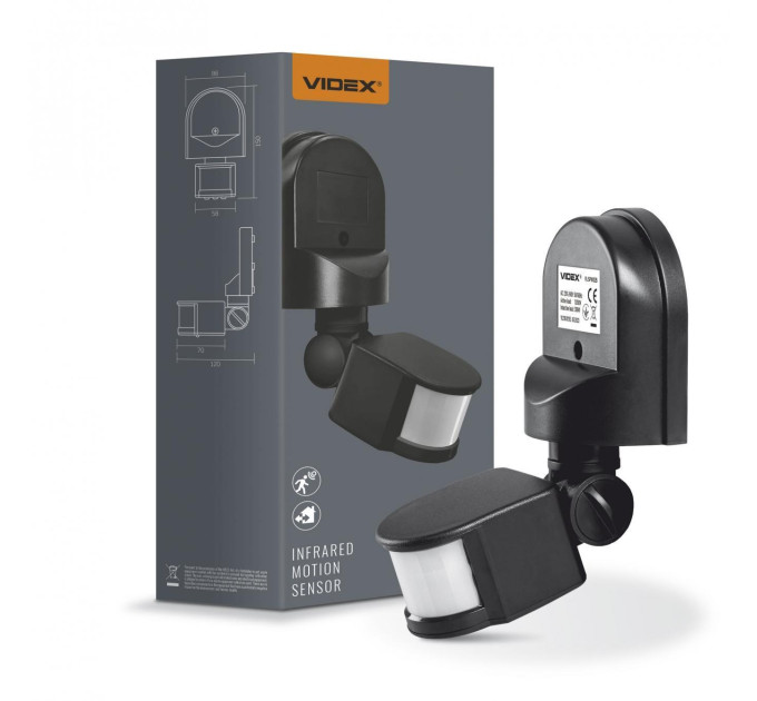 Датчик руху та освітленості VIDEX VL-SPW02B 220V 1200W інфрачервоний VL-SPW02B - 484619