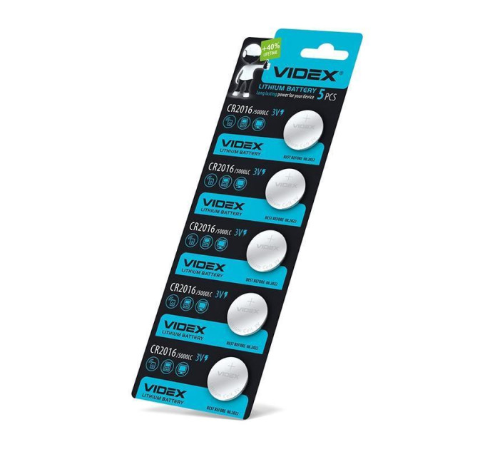 Батарейка літієва Videx CR2016 5шт BLISTER CARD CR2016 5pc - 291086 - ціна за 1 шт. 17.00 грн., замовлення кратно блістеру (2/4/5/10шт)