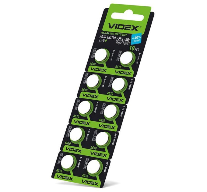Батарейка годинникова Videx AG10/LR1130 BLISTER CARD 10 шт AG10/10B/1.5V - 291680 - ціна за 1 шт. 7.00 грн., замовлення кратно блістеру (2/4/5/10шт)
