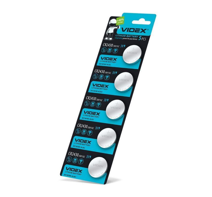 Батарейка літієва Videx CR2430 5шт BLISTER CARD CR2430 5pc - 292397 - ціна за 1 шт. 41.00 грн., замовлення кратно блістеру (2/4/5/10шт)
