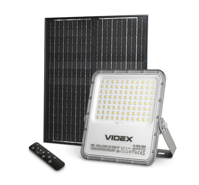 LED прожектор автономний VIDEX VL-FSO5-3005 3740Lm 5000K VL-FSO5-3005 - 486934