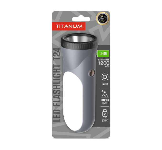 Портативний світлодіодний ліхтарик TITANUM TLF-T24 150Lm Gray TLF-T24 - 489904