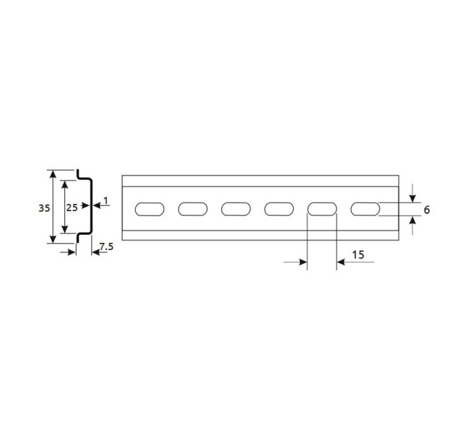 DIN-рейка FD 35x7.5 (1mm) з перфорацією 6x15 (1000mm) ( FD011000 )