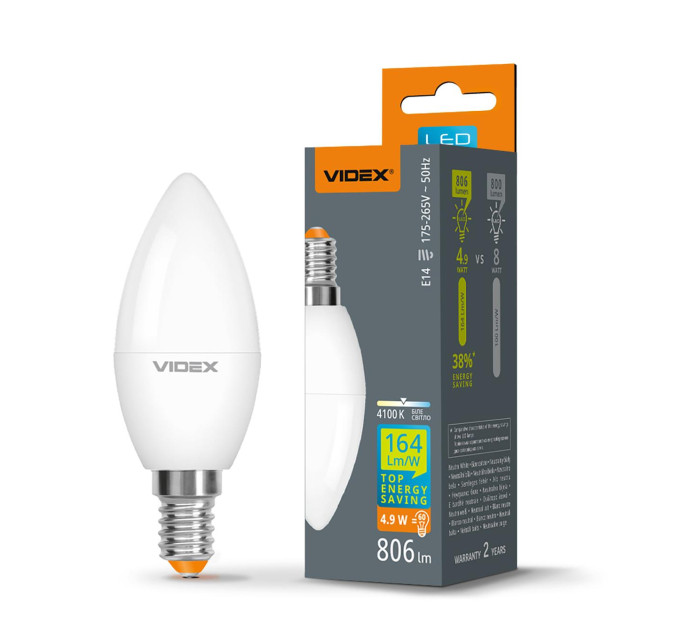 LED лампа VIDEX C37h 4.9W E14 4100K VL-C37h-49144 - 486866
