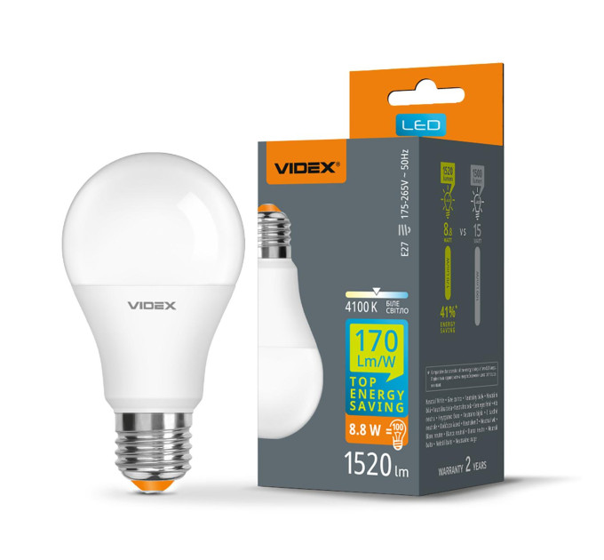 LED лампа VIDEX A60h 8.8W E27 4100K VL-A60h-88274 - 486859