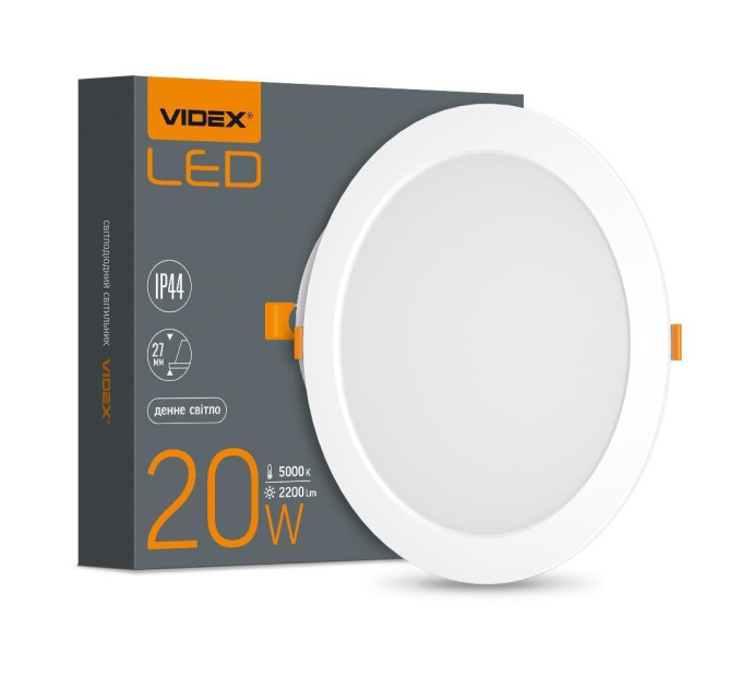 LED світильник Back вбудований круглий VIDEX 20W 5000K VL-DLBR-205 - 480499