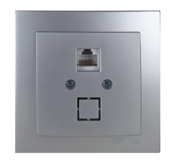 Розетка Nilson Touran срібло комп'ютерна CAT5e RJ45 ( 24131044 )