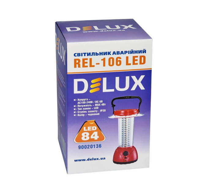 Світильник світлодіод. DELUX REL-106 (3.7V2,4Ah) 84 LED 4W 149*149*241mm