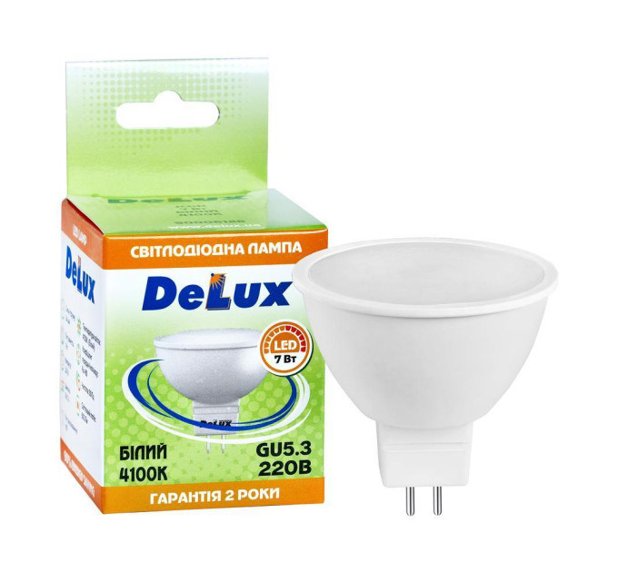 лампа світлодіодна DELUX JCDR 7Вт 4100K 220В GU5.3 білий