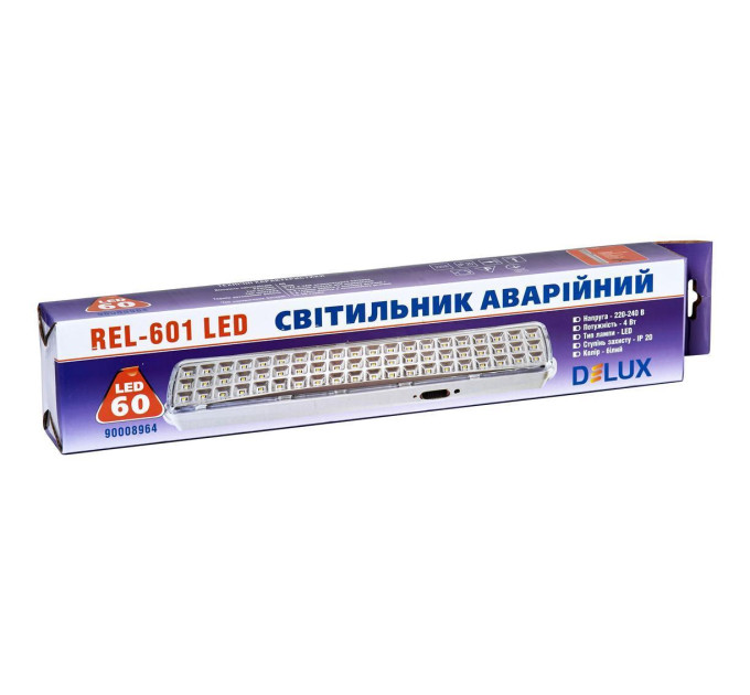 Світильник світлодіодний аварійний REL-601LED (3.7V2Ah) 60 LED 4Вт 360x65x35 акумуляторний