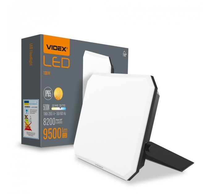 LED прожектор VIDEX F3 100W 5000K 220V Black (VLE-F3-1005B) VLE-F3-1005B - 542460
