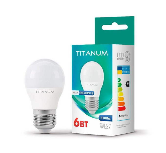 LED лампа TITANUM G45 6W E27 4100K TLG4506274 - 297514