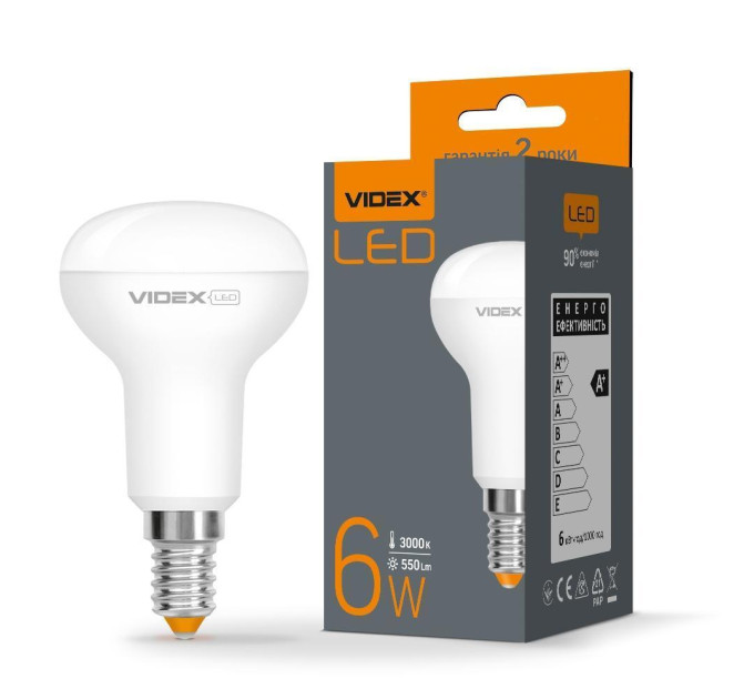 LED лампа VIDEX R50e 6W E14 3000K VL-R50e-06143 - 294124