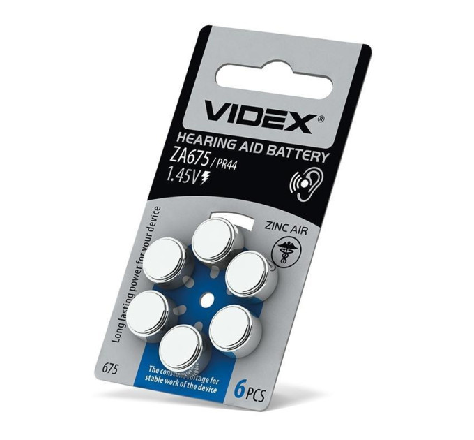 Батарейка повітряно цинкова Videx ZA675 (PR44) BLISTER 6 ZA675 (PR44) B6 - 294261 - ціна за 1 шт. 26.00 грн., замовлення кратно блістеру (2/4/5/10шт)