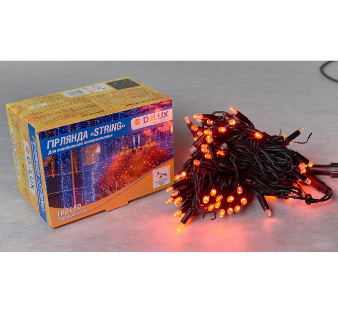Гірлянда зовнішня DELUX STRING 100 LED 10m (2x5m) червоний/чорний IP44 EN