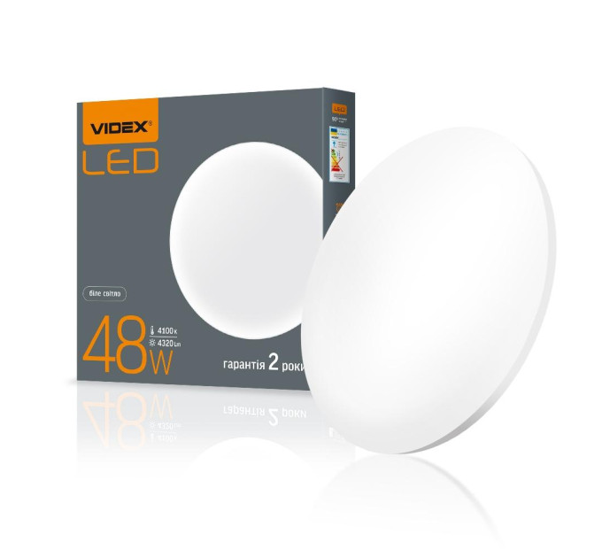LED світильник настінно-стельовий круглий VIDEX 48W 4100K Матовий VL-CLR-484M - 299655