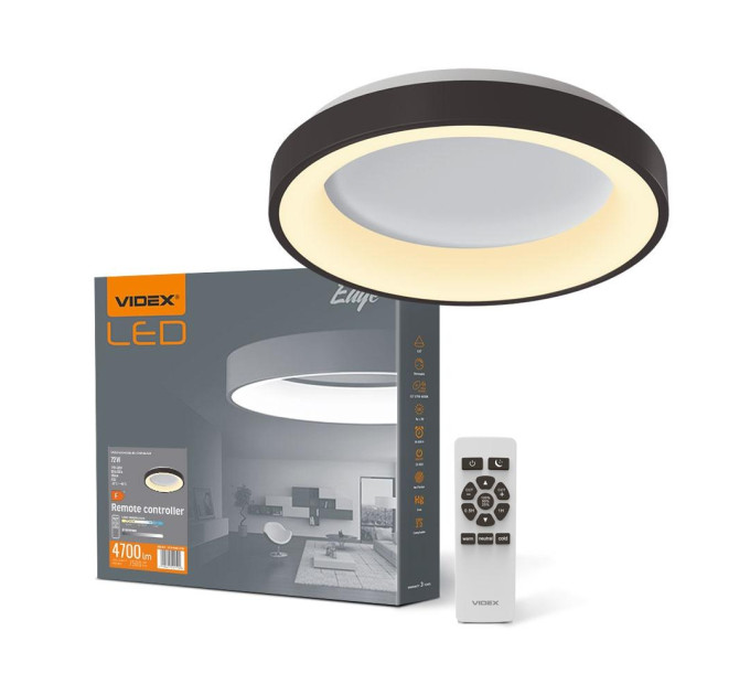 LED світильник VIDEX EDGE-RC-72W-BLACK (VLE-ERC-72B) VLE-ERC-72B - 542194