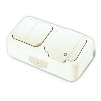 Вимикач VI-KO Palmiye білий 2кл + Розетка з заземленням IP54 (90555482)
