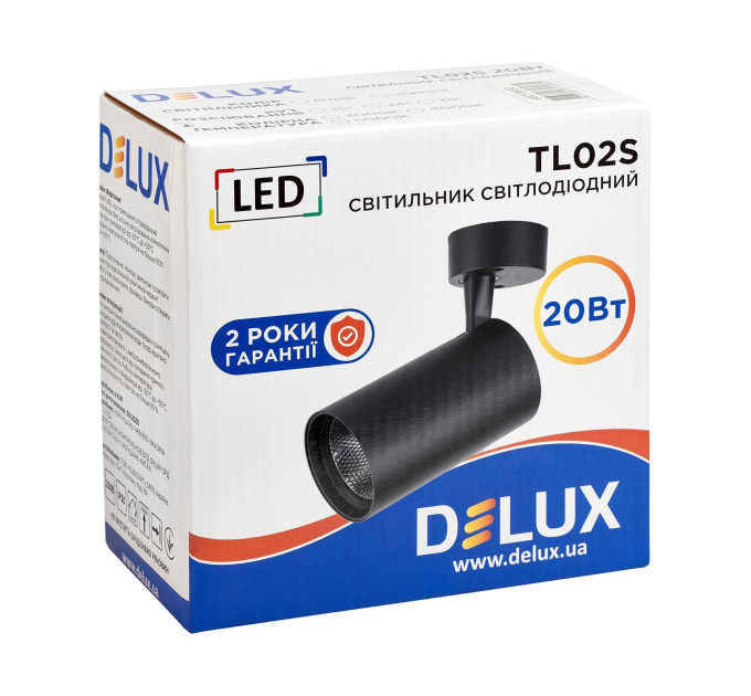 Світильник світлодіодний стельовий DELUX TL02S 20 Вт 36* 4000K чорний